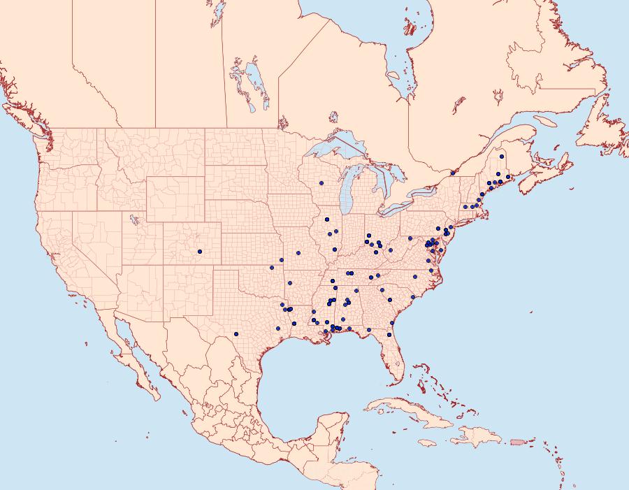 Distribution Data for Psilocorsis cryptolechiella